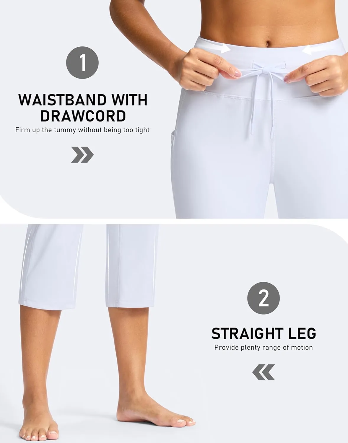 G Gradual Yoga Capri Pants for Women with Pockets High Waist Capris Leggings Tummy Control Straight Workout Summer Crop Pants