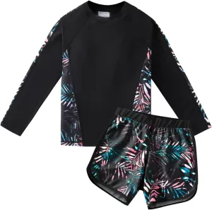 Girls Long Sleeve Swimsuits 2 Pieces Set Rash Guard Swimwear Quick Dry Surfing Wetsuit for Kids Bathing Suit 5-16 Years