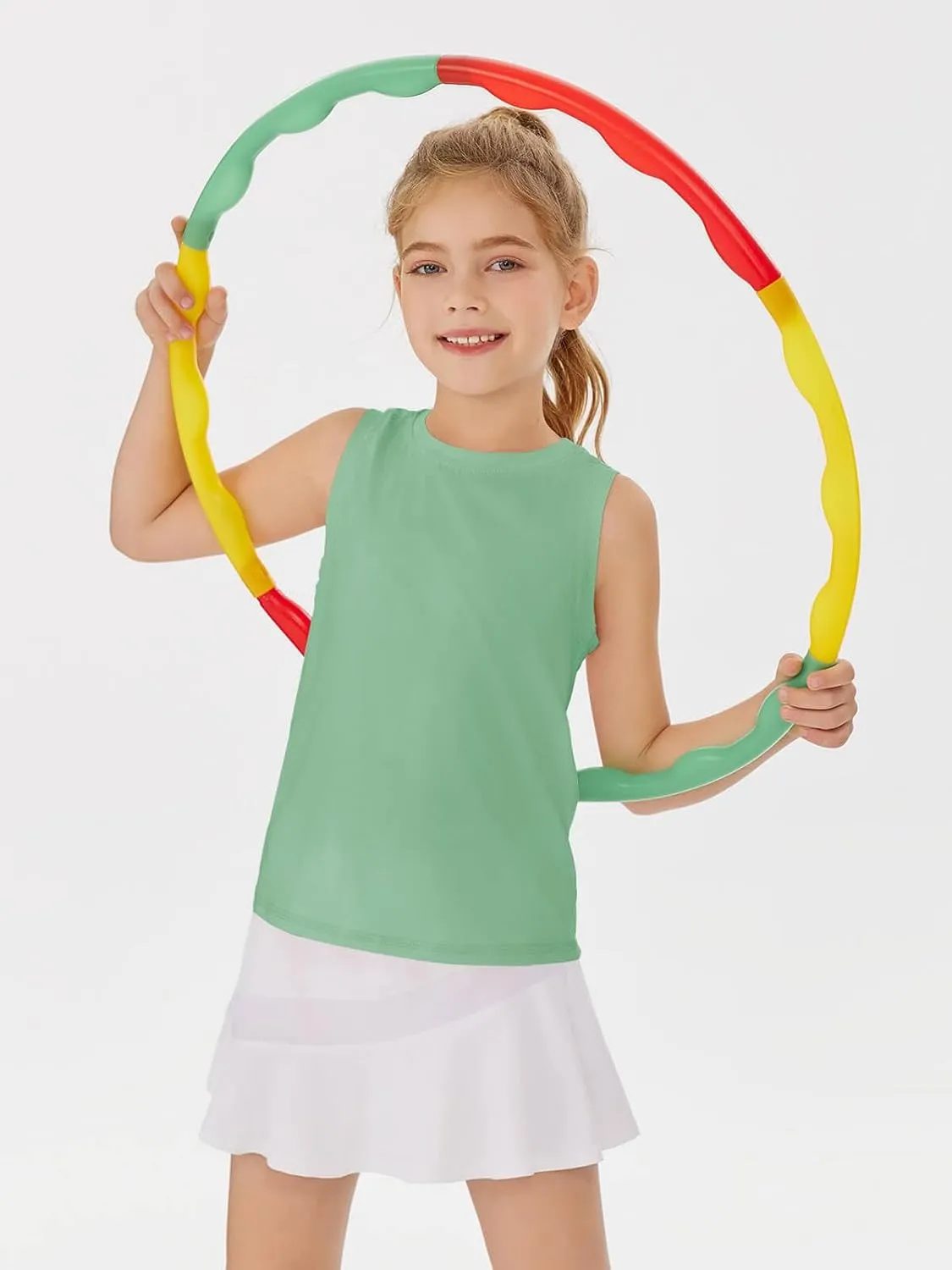 Haloumoning Girls Tank Tops Kids Sleeveless Athletic Lightweight Cute Summer Top Dancewear 5-14 Years