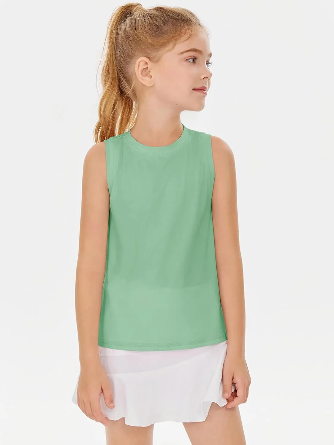 Haloumoning Girls Tank Tops Kids Sleeveless Athletic Lightweight Cute Summer Top Dancewear 5-14 Years