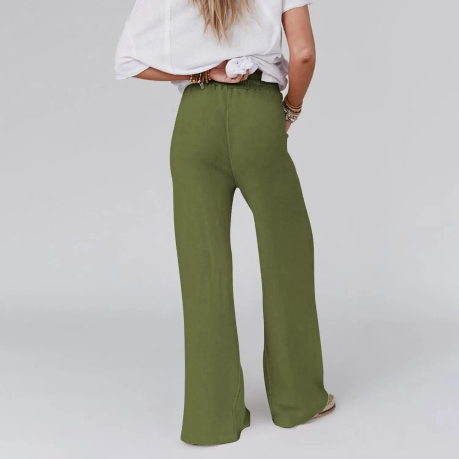 High Rise Linen Pants Women Summer Womens Linen Pant Long Length Tall Womans Drawstring Capris Trousers