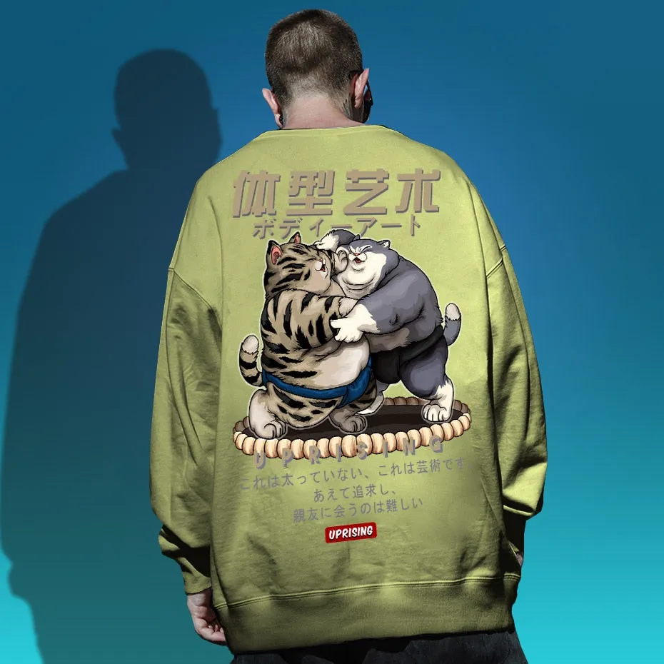 Hoodies, Sweatshirts men's fashion old man printing men's long-sleeved casual high street clothing fat cat sumo Hoodies