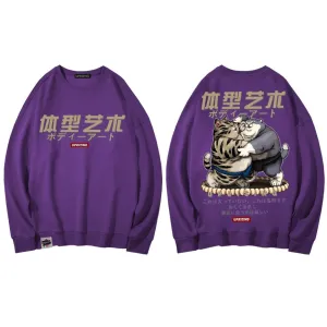 Hoodies, Sweatshirts men's fashion old man printing men's long-sleeved casual high street clothing fat cat sumo Hoodies