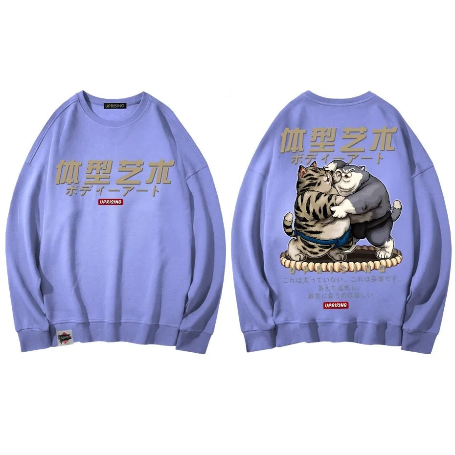 Hoodies, Sweatshirts men's fashion old man printing men's long-sleeved casual high street clothing fat cat sumo Hoodies