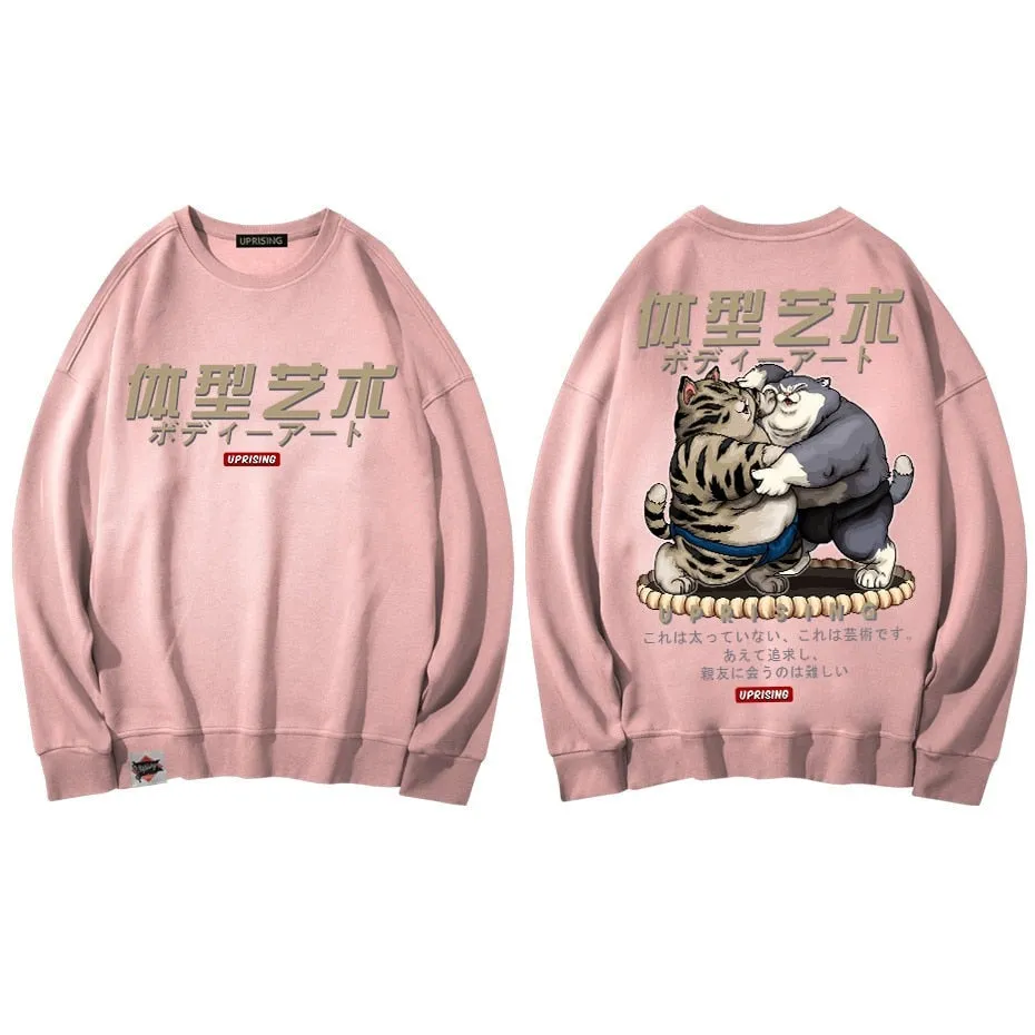 Hoodies, Sweatshirts men's fashion old man printing men's long-sleeved casual high street clothing fat cat sumo Hoodies
