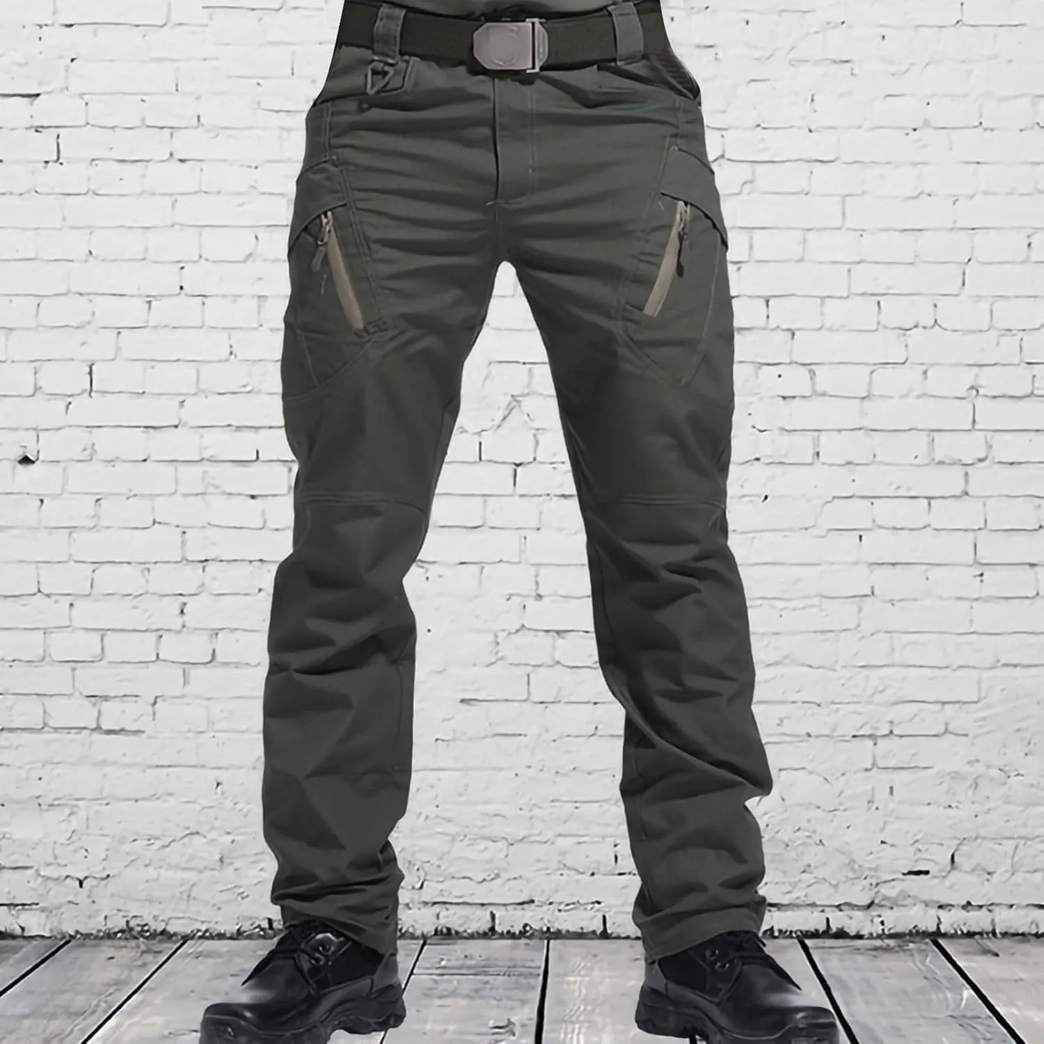 Joggers Pants Man Regular Big and Tall Solid Twill Cargo Pants Multi Pockets Work Utility Straight Legs Trousers