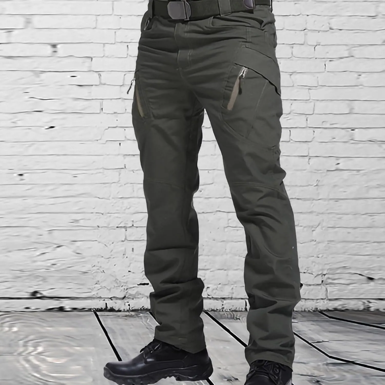 Joggers Pants Man Regular Big and Tall Solid Twill Cargo Pants Multi Pockets Work Utility Straight Legs Trousers