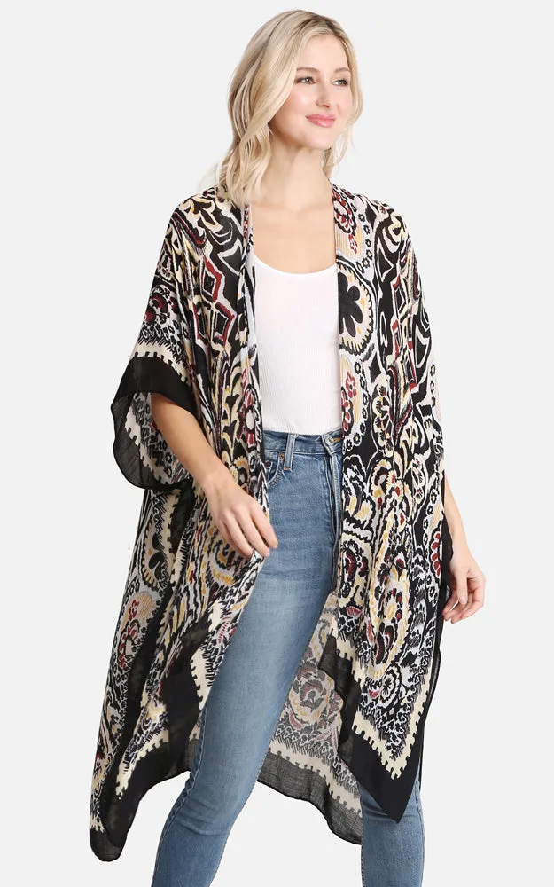 JP2217 Mixed Print Cover Up Kimono
