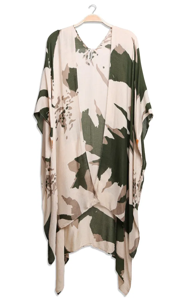 JP2220 Floral Camo Mixed Print Cover Up Kimono