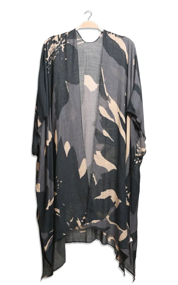 JP2220 Floral Camo Mixed Print Cover Up Kimono