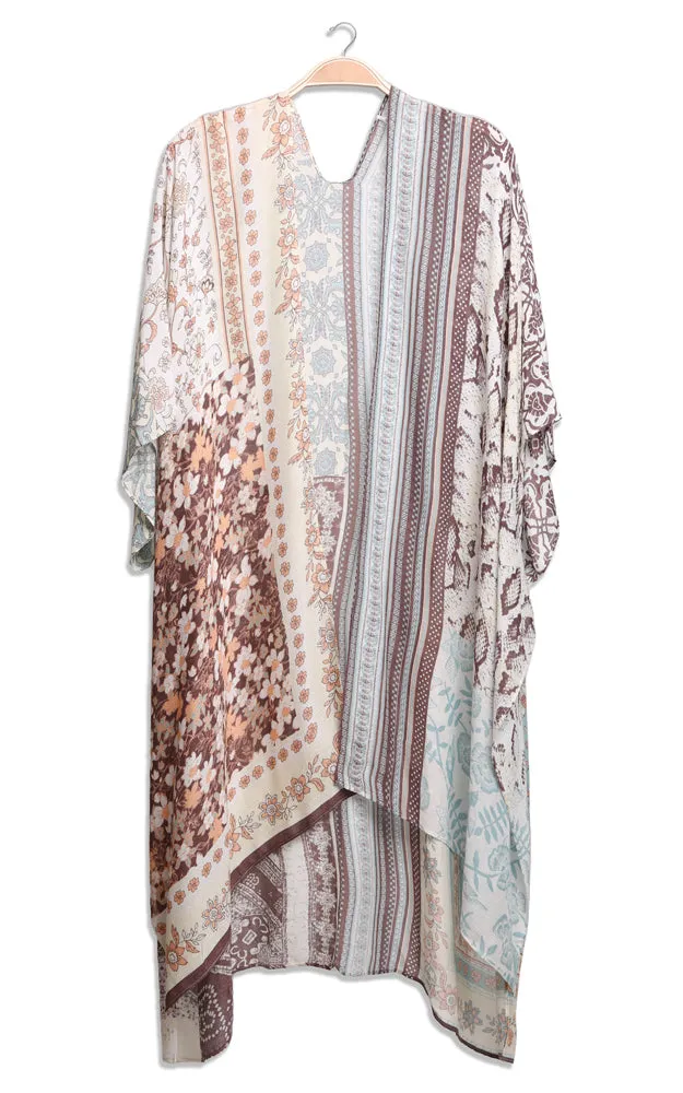 JP2226 Floral Mixed Print Cover Up Kimono