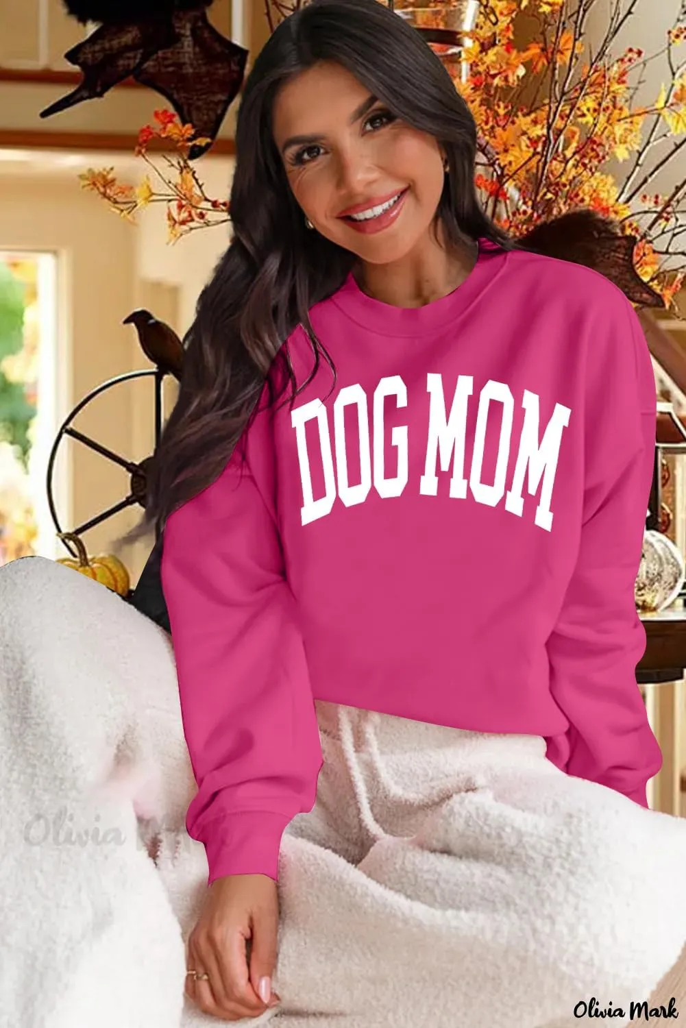 KNEYATTA Dog Mom Sweatshirt Women Dog Lover Sweatshirt Funny Graphic Sweatshirts Dog Mam Pullover Tops