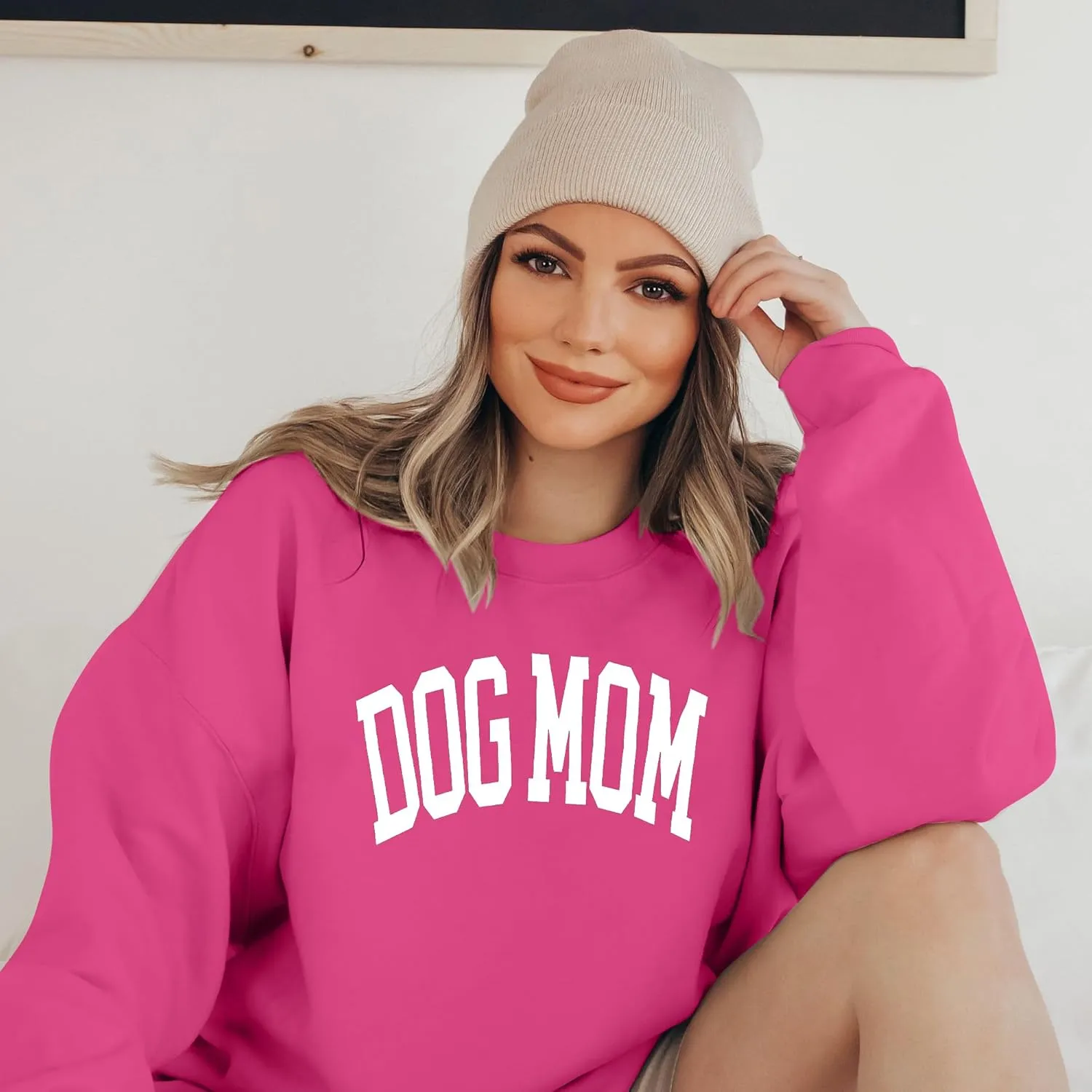 KNEYATTA Dog Mom Sweatshirt Women Dog Lover Sweatshirt Funny Graphic Sweatshirts Dog Mam Pullover Tops