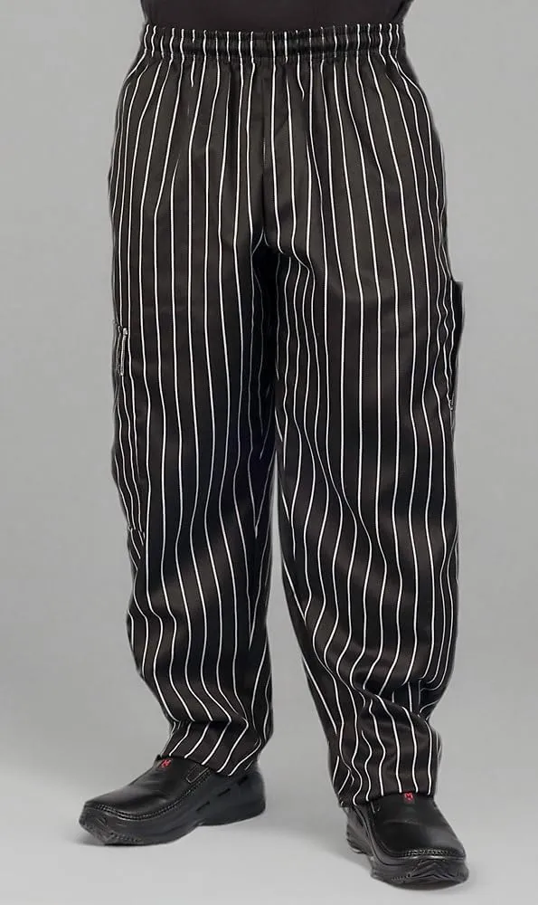 KNG Chalk Stripe Baggy Cargo Chef Pants for Men and Women  Drawstring Waist