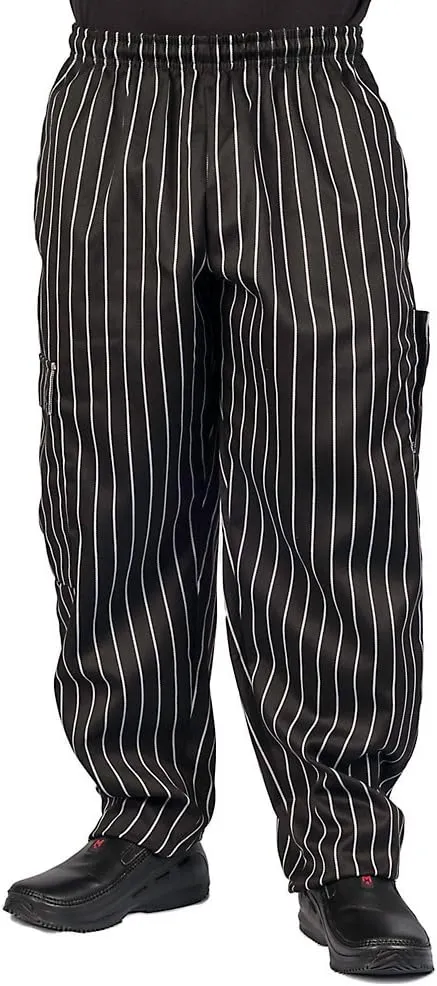 KNG Chalk Stripe Baggy Cargo Chef Pants for Men and Women  Drawstring Waist