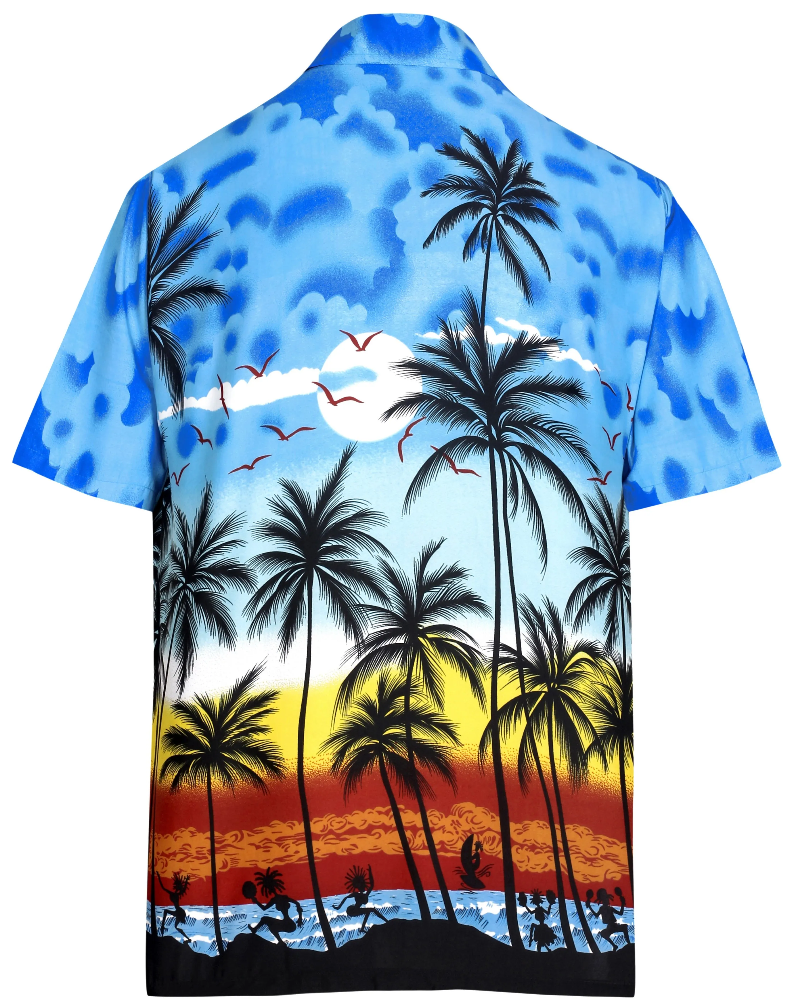 LA LEELA Men's Casual fit Beach hawaiian Shirt Aloha Tropical Beach  front Pocket Short sleeve Blue