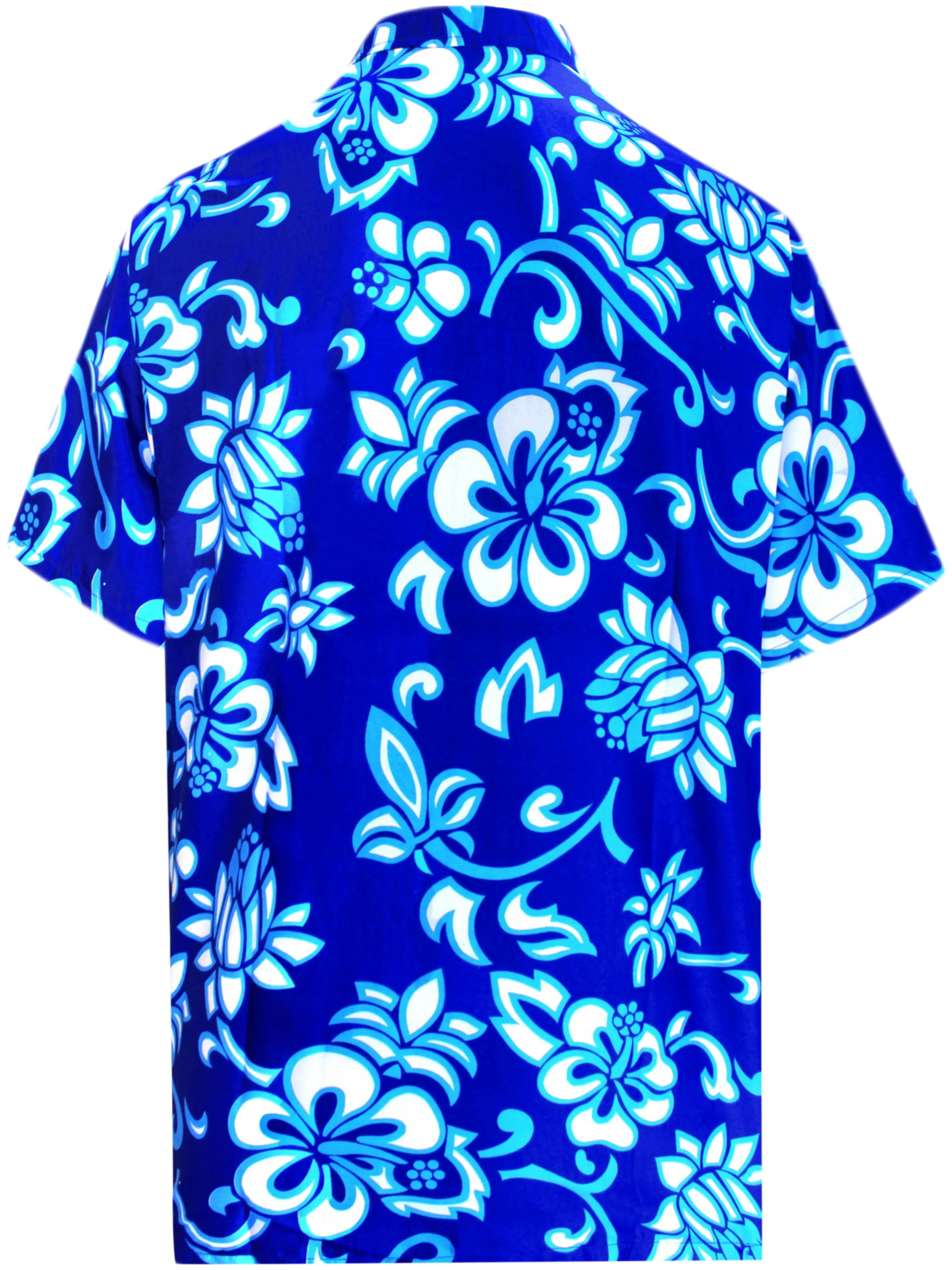 LA LEELA Shirt Casual Button Down Short Sleeve Beach Shirt Men Aloha Pocket shirt Blue_W8