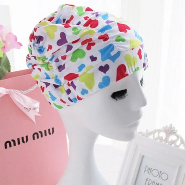 Ladies Swim Elastic Long Hair Swim Cap