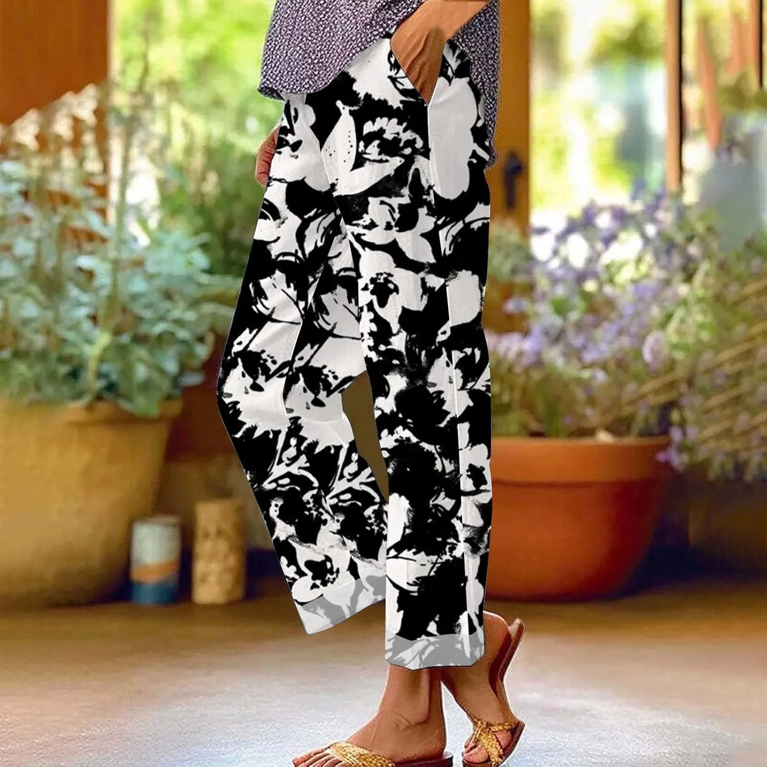 Ladies Wide Legged Linen Pants Spring Womens Linen Work Pants Womens Pants Summer Romper