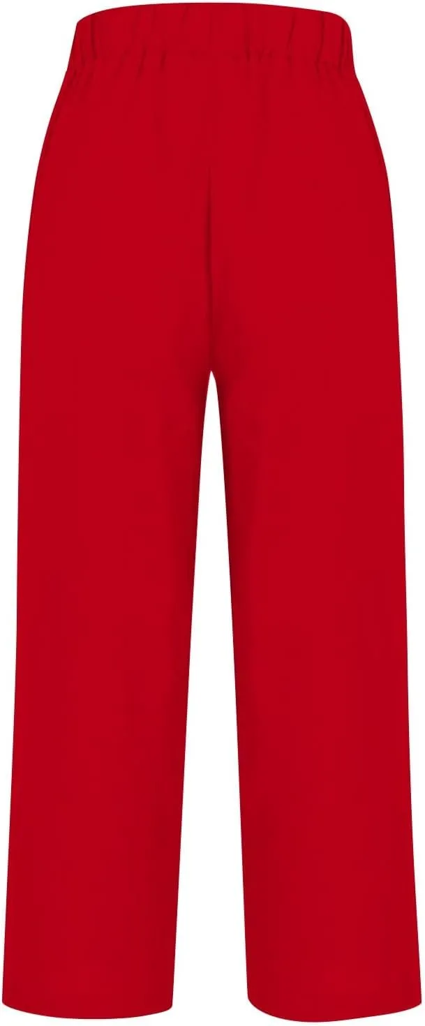 LCMTWX Women Linen Pants Solid Elastic Pants Long Drawstring Linen Women Waist Cotton Casual Pants High Waisted Trousers