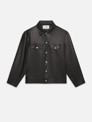 Leather Trucker Jacket -- Black