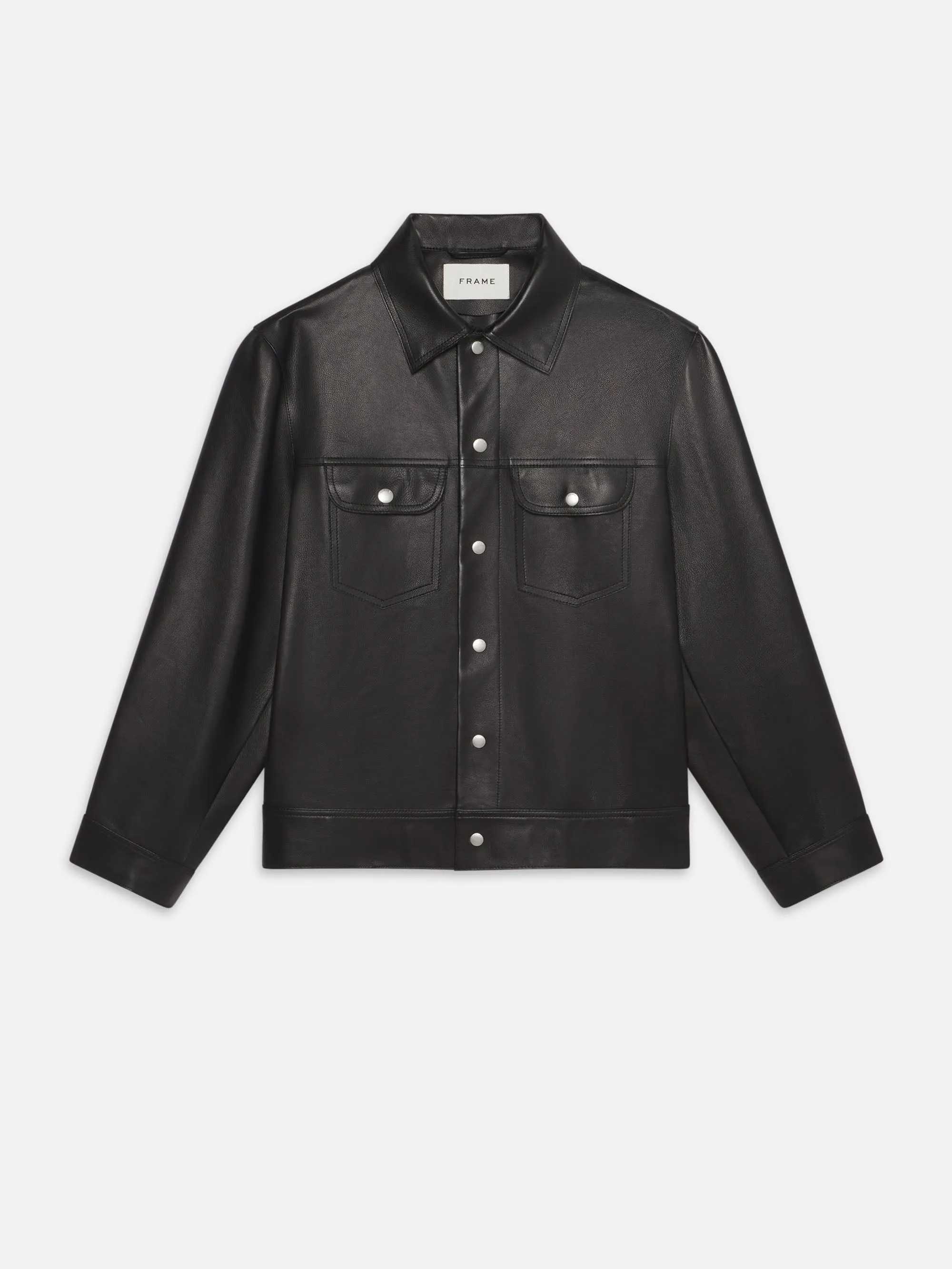 Leather Trucker Jacket -- Black