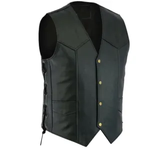 Leather Vest For Men's With A Beautiful Side Lace Design