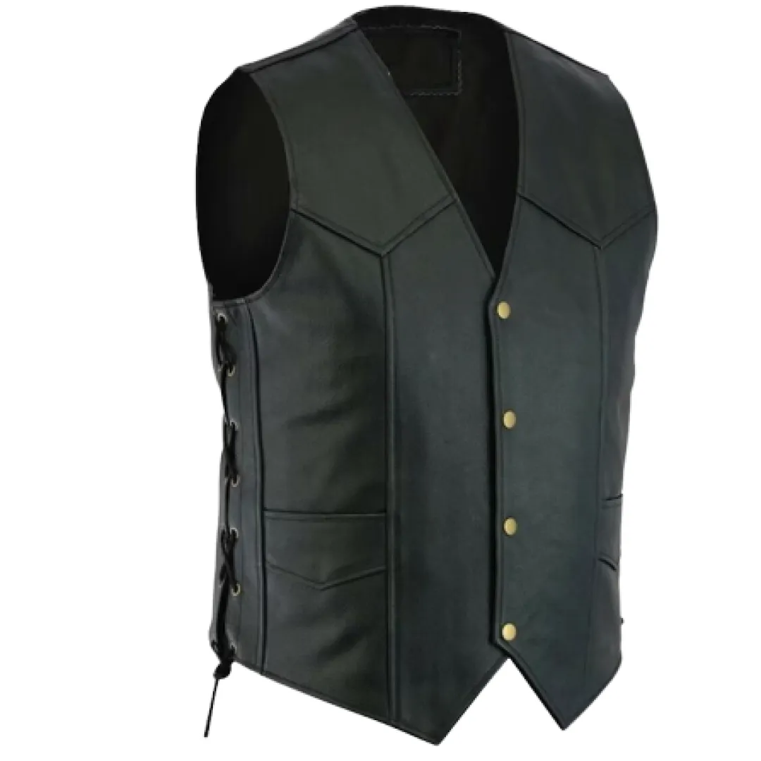 Leather Vest For Men's With A Beautiful Side Lace Design