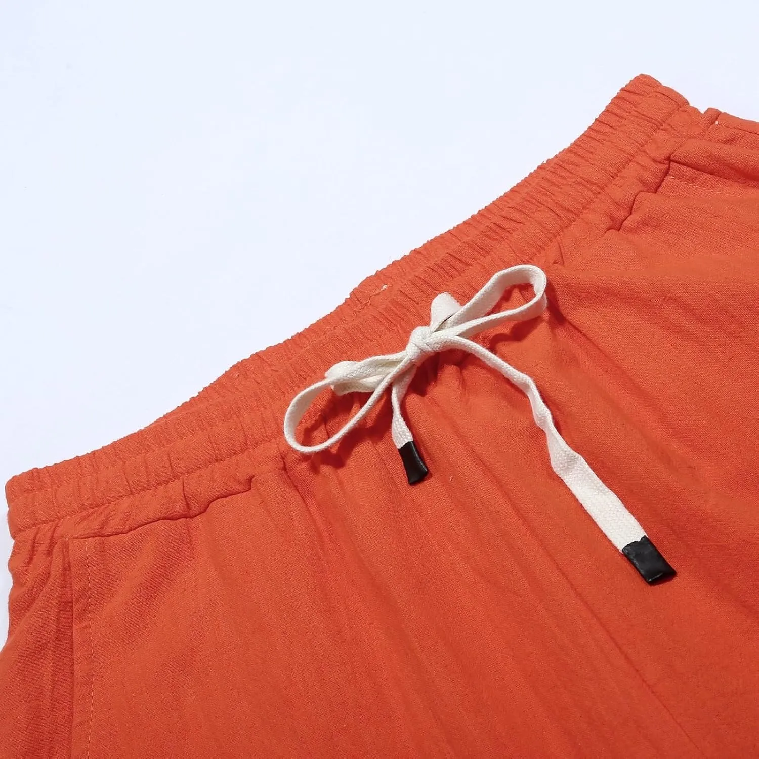 Linen Blend Pants for Women Capri Pants with Pockets Wide Leg Cropped Pants for Women Linen Crop Pants for Women
