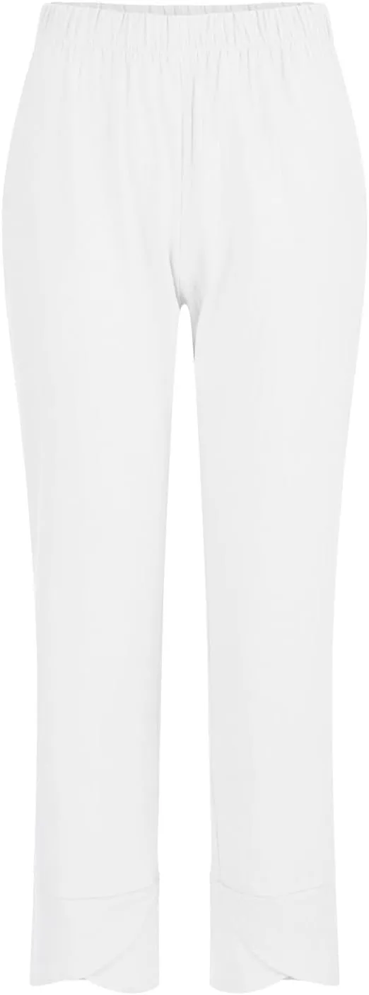 Linen Capri Pants Womens Casual Summer Trendy Elastic Waist Loose Trouser Lounge Athletic Yoga Pants Beach Plus Size