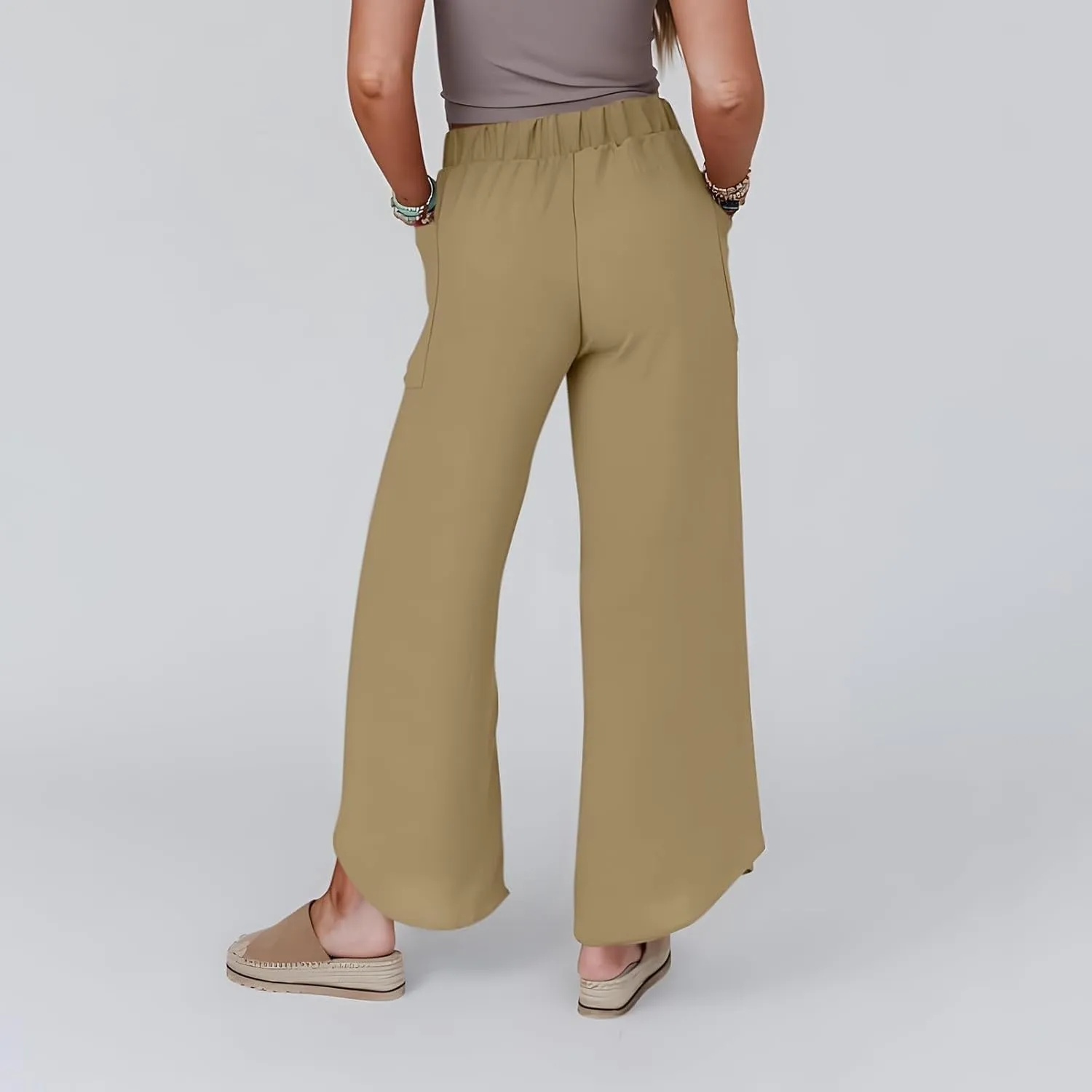 Linen Pants Women Wide Leg Summer Linen Pants Leg Drawstring Elastic High Waist Pant Linen Blend Pants Linen Outfit