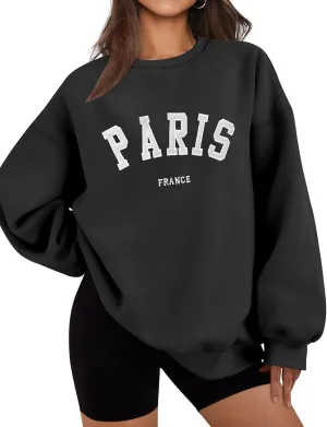 LOMON Oversized Sweatshirt for Women Crewneck Long Sleeve Casual Fleece Tops Graphic Hoodies Pullover Sweater
