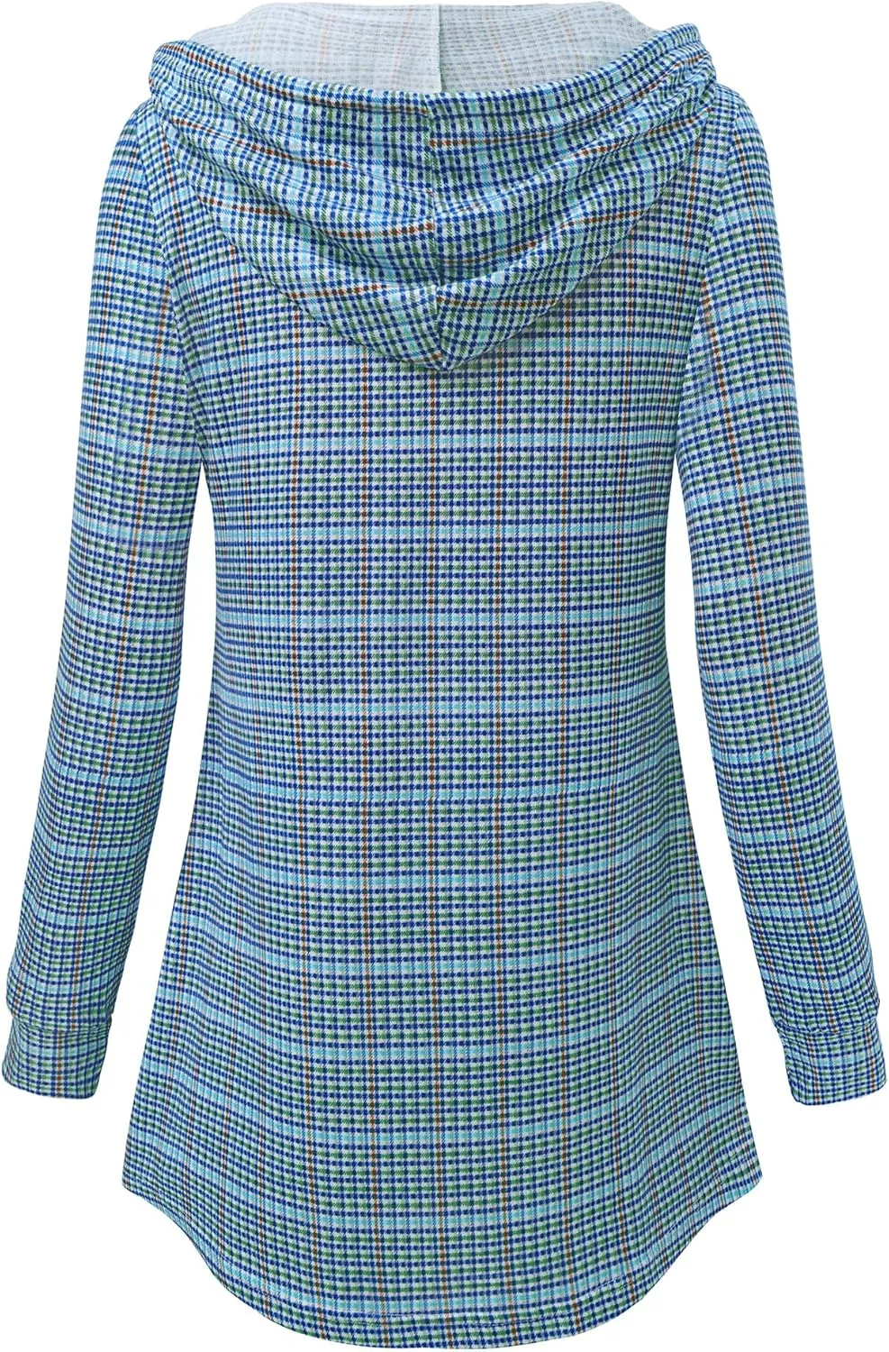 Lotusmile Women's Long Sleeve Hooded Tunic Tops Button Swing Pullover Hoodie Sweatshirts