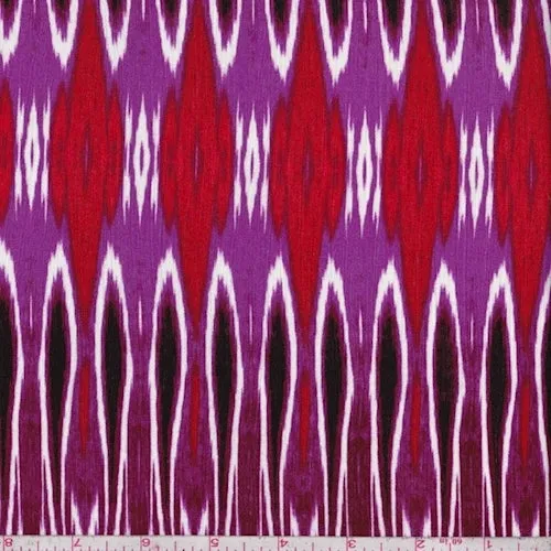 Magenta/Ruby Flamestitch Diamond Rayon Crinkle Fabric