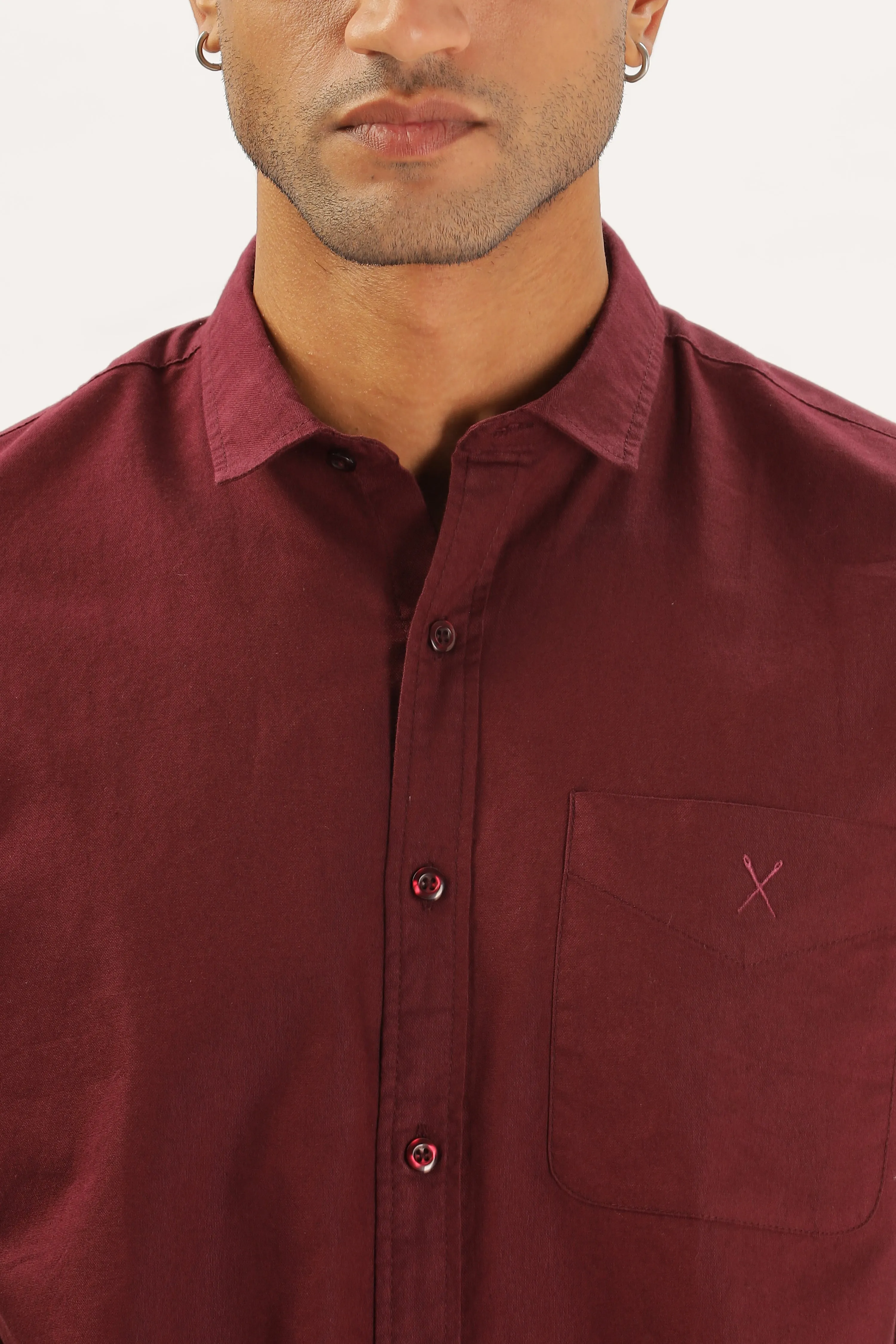 Maroon Half Sleeve Regular Fit Shirt