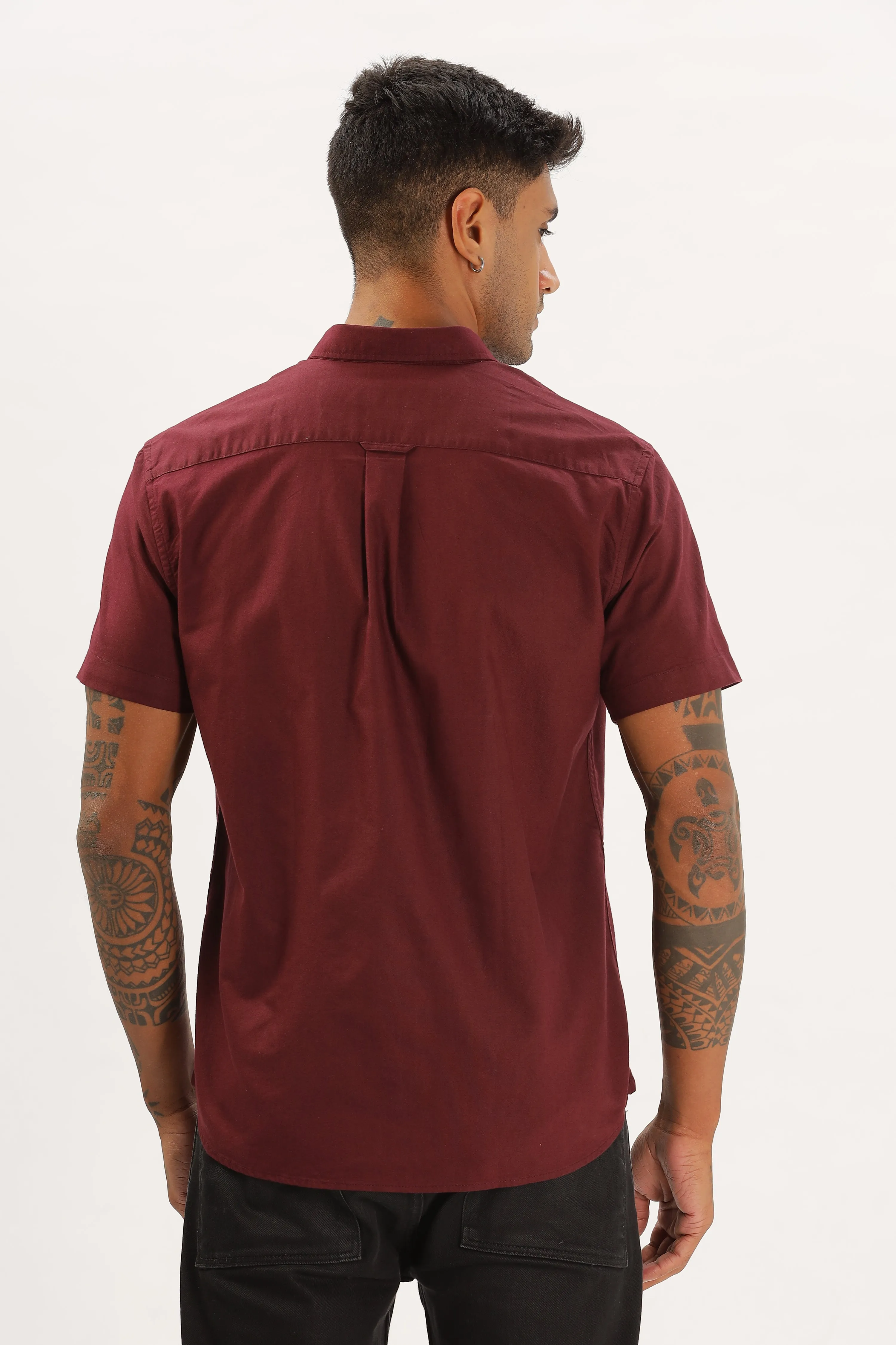 Maroon Half Sleeve Regular Fit Shirt