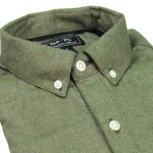 McCOY Brushed Cotton Long Sleeve Shirt in Olive Melange (Size XXL Available)