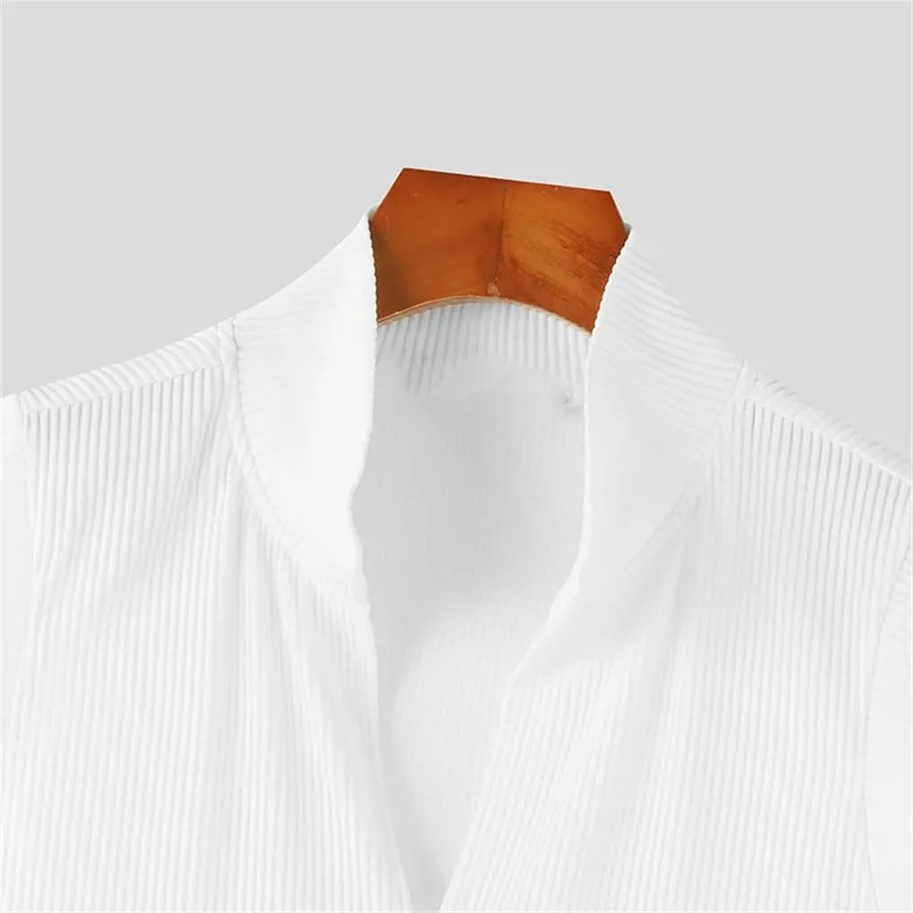 Men Tank Tops Solid Color V Neck Sleeveless Streetwear Male Vests