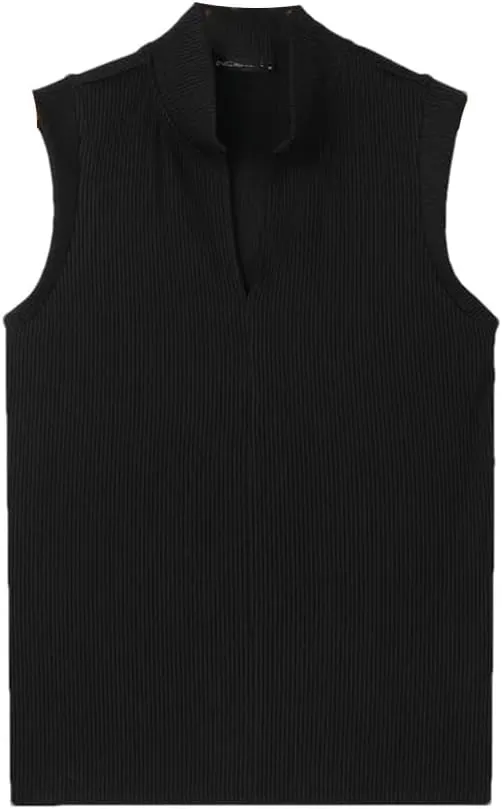Men Tank Tops Solid Color V Neck Sleeveless Streetwear Male Vests