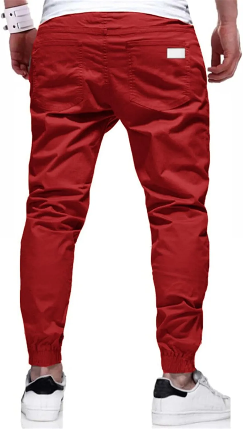 Men's Chino Cargo Pants Hiking Twill Drawstring Pant Solid Color Jogging Sweatpants Slim Fit Simple Fitness Sweatpant