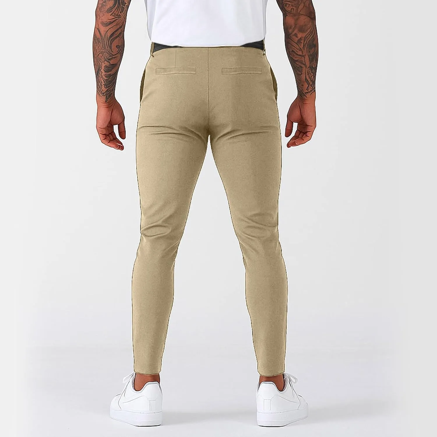 Mens Dress Pants Slim Fit Stretch Golf Pants with Pockets Tapered Lightweight Business Elastic Waist Chino Pants