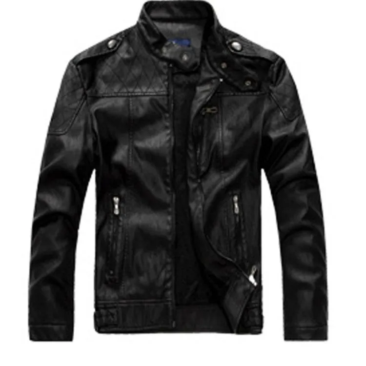 Men's Plus Size Coffee Velvet Motorcycle Jacket