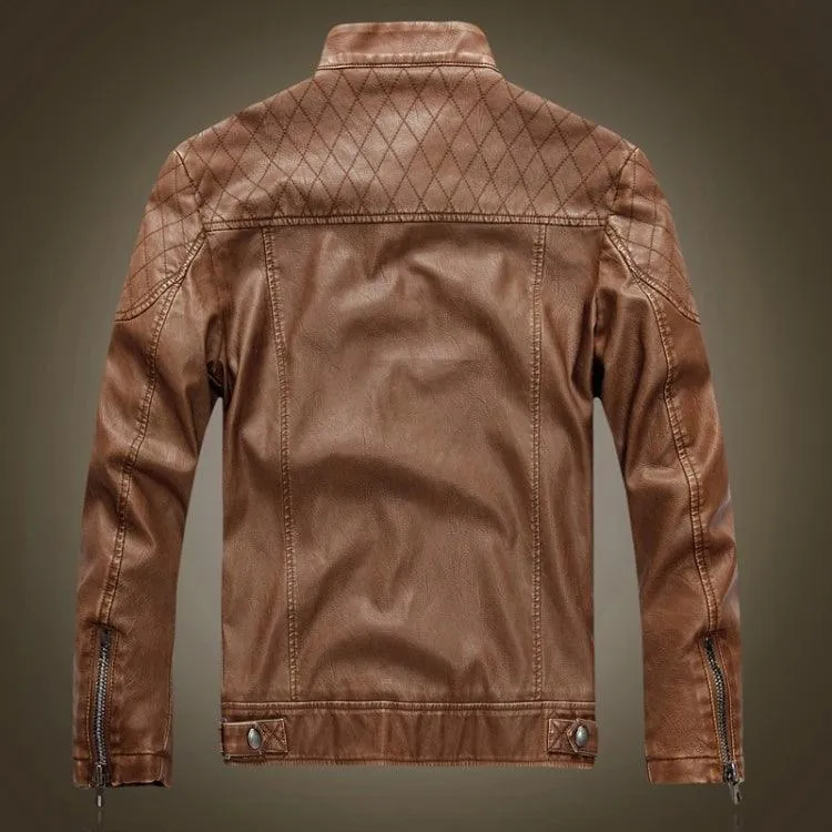 Men's Plus Size Coffee Velvet Motorcycle Jacket