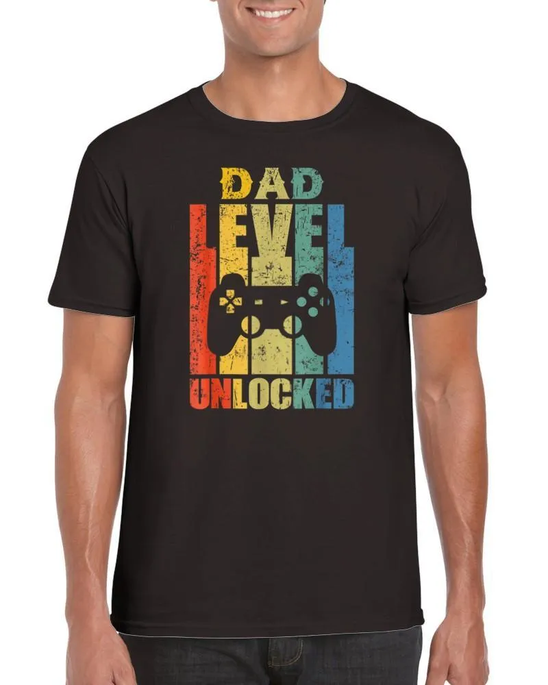 Mens Pregnancy Announcement Dad Level Unlocked Soon To Be Father T-Shirt