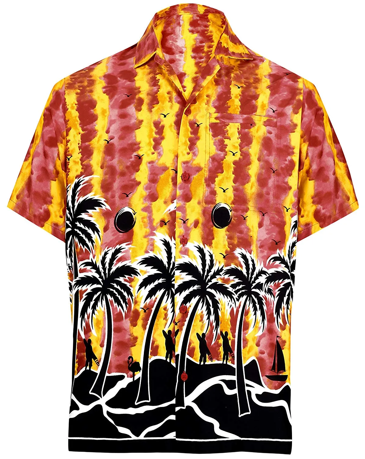 Men's Regular Fit Camp Palm tree Short Sleeves Button Down Hawaiian Shirts aloha