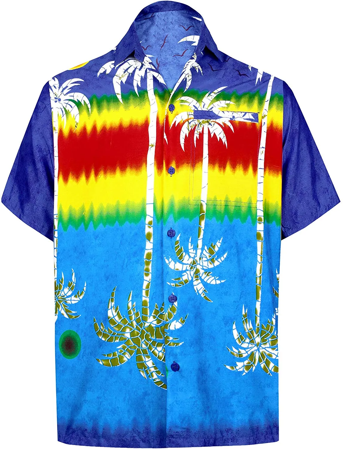 Men's Regular Fit Camp Palm tree Short Sleeves Button Down Hawaiian Shirts aloha