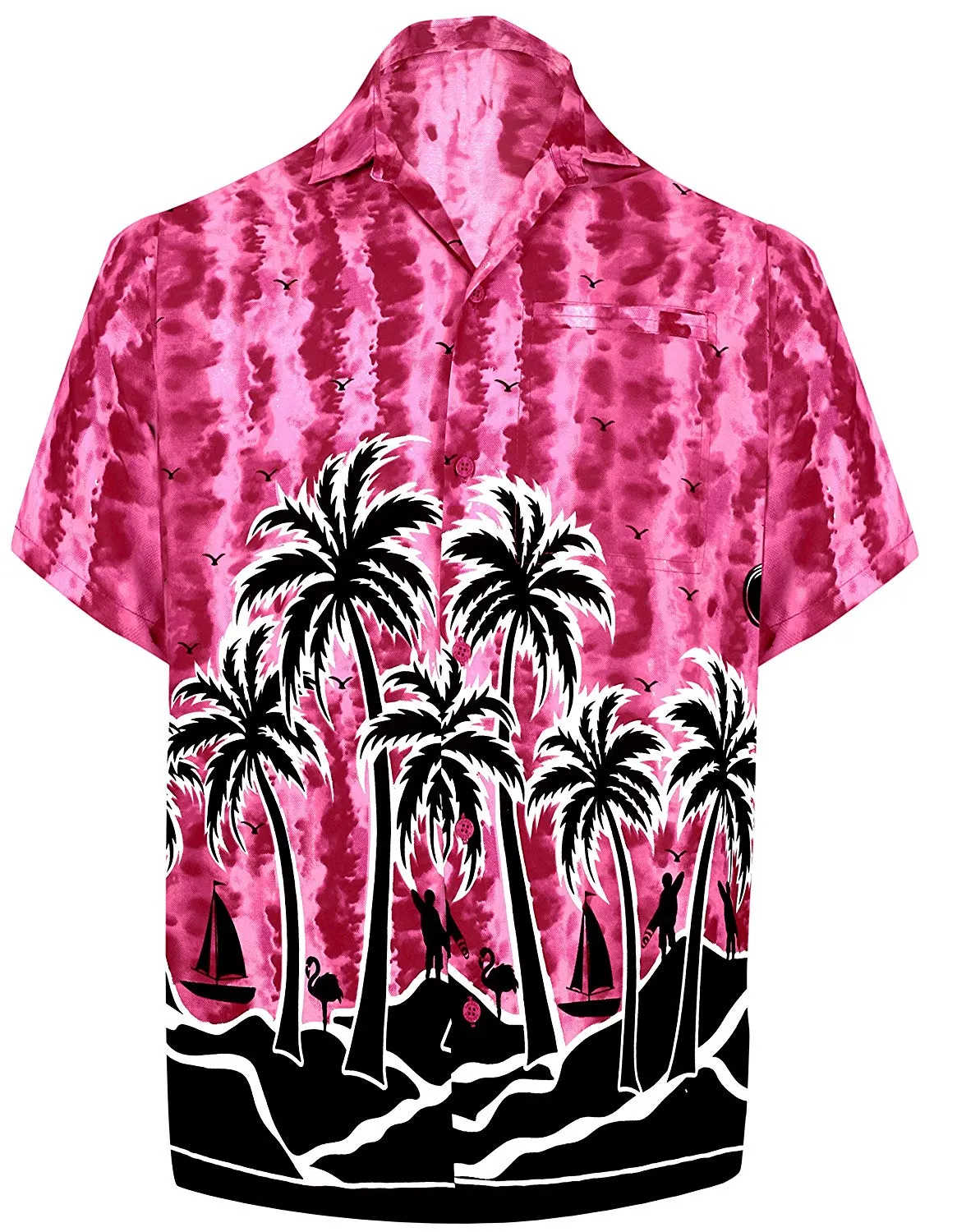 Men's Regular Fit Camp Palm tree Short Sleeves Button Down Hawaiian Shirts aloha