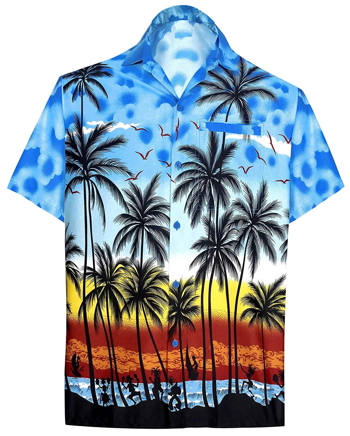 Men's Regular Fit Camp Palm tree Short Sleeves Button Down Hawaiian Shirts aloha