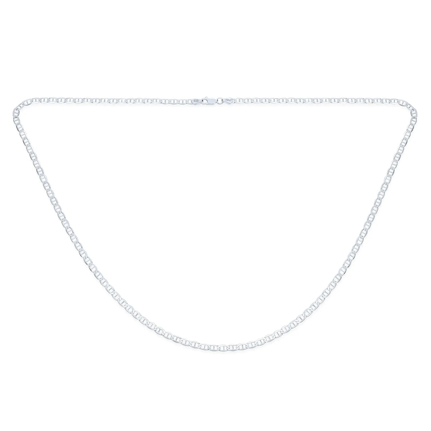 Men's Solid Sterling Silver 6MM Mariner Chain Necklace Unisex Made in Italy 24"