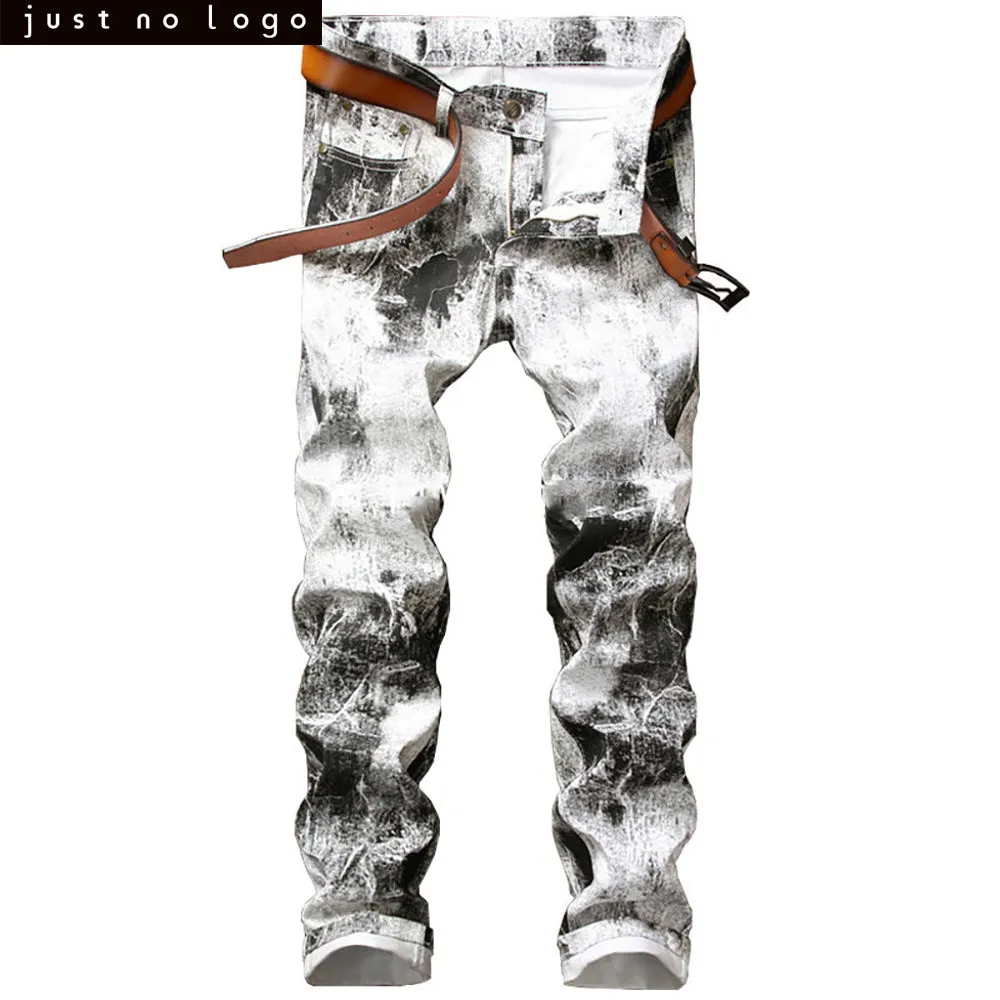 Mens White Black Skinny Slim Fit Jeans Straight Distressed Denim Pants Party HipHop Fashion Jeans Trouser for Men